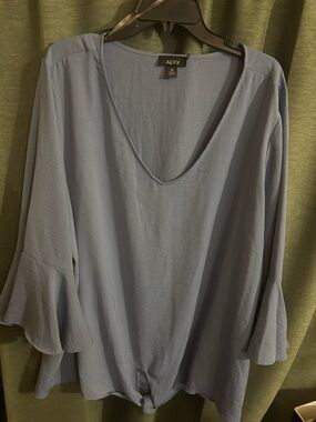 ALYX Dusty Blue V-Neck Bell Sleeve Tunic Top